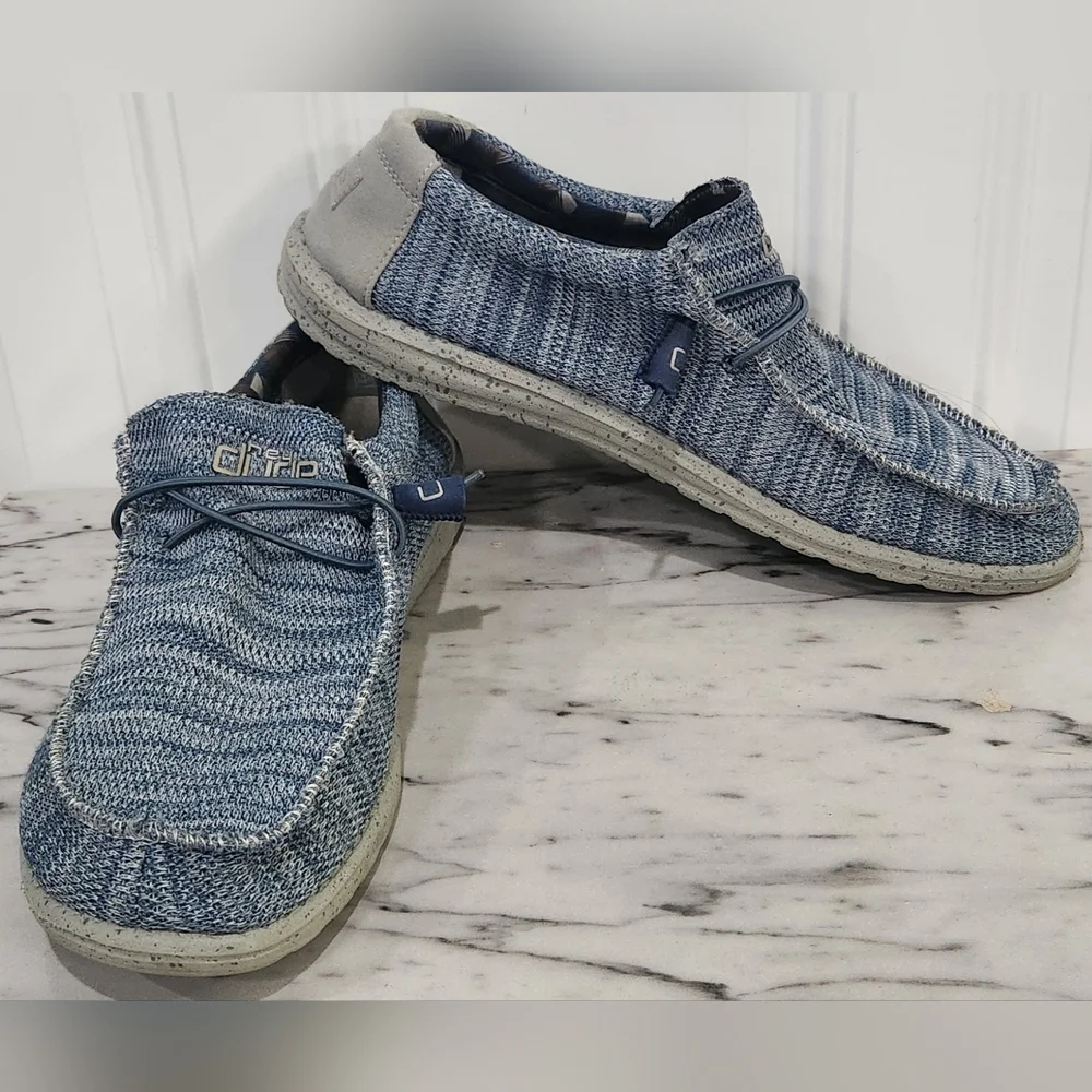 Hey Dude wally sox steel blue grey men's slip on shoes size 13
